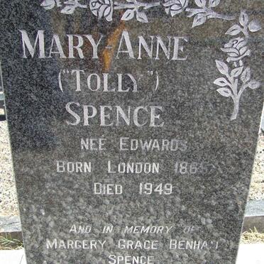 SPENCE Mary Anne nee EDWARDS 1865-1949 :: SPENCE Margery Grace Benham 1885-1886