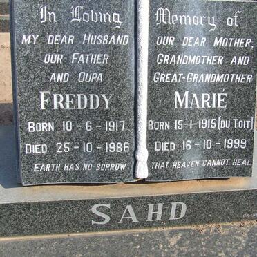SAHD Freddy 1917-1986 &amp; Marié DU TOIT 1915-1999