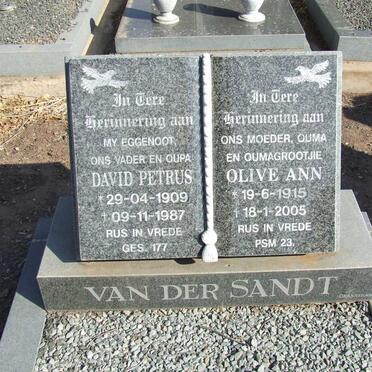 SANDT David Petrus, van der 1909-1987 &amp; Olive Ann 1915-1985