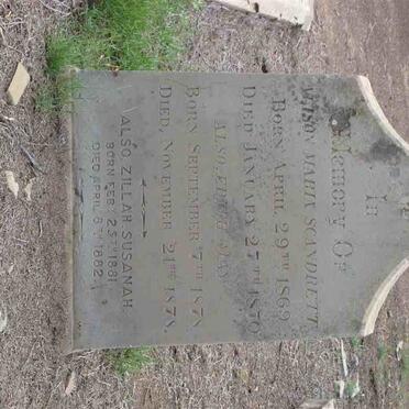 SCANDRETT Alison Maria 1869-1870 :: SCANDRETT Edith May 1878-1878 :: SCANDRETT Zillah Susanah 1881-1882