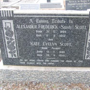 SCOTT Alexander Frederick 1884-1952 &amp; Kate Evelyn FILMER 1886-1953