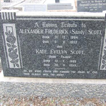 SCOTT Alexander Frederick 1884-1952 &amp; Kate Evelyn FILMER 1886-1953