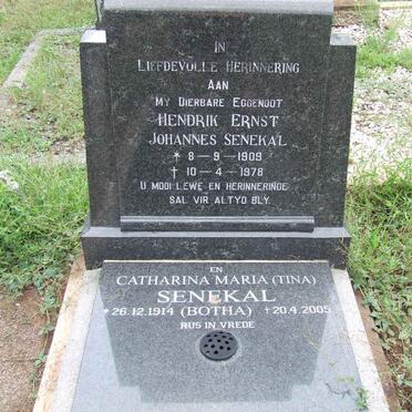 SENEKAL Hendrik Ernst Johannes 1909-1978 &amp; Catharina Maria BOTHA 1914-2005