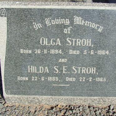 STROH Olga 1894-1964 &amp; Hilda S.E. 1889-1965
