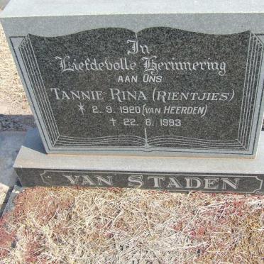 STADEN Rina, van nee VAN HEERDEN 1920-1993