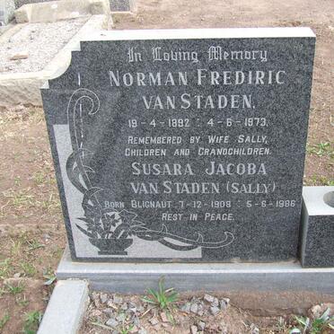 STADEN Norman Frediric, van 1892-1973 &amp; Susara Jacoba BLIGNAUT 1908-1986