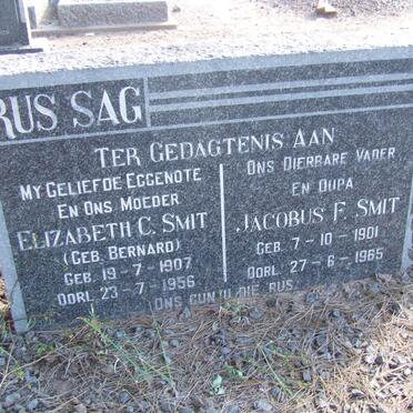 SMIT Jacobus F. 1901-1965 &amp; Elizabeth C. BERNARD 1907-1956