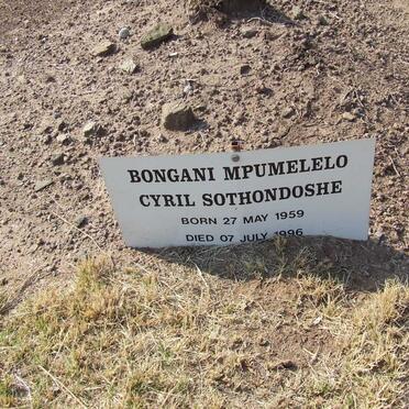 SOTHONDOSHE Bongani Mpumelelo Cyril 1959-1996
