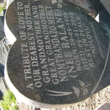 SISHUBA Mthuthuzeli Rufus 1922-1991 &amp; Nomthandazo Mercy RALANE 1926-2004