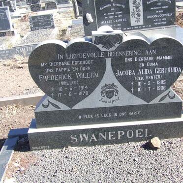 SWANEPOEL Frederick Willem 1914-1978 &amp; Jacoba Alida Gertruida VENTER 1905-1988
