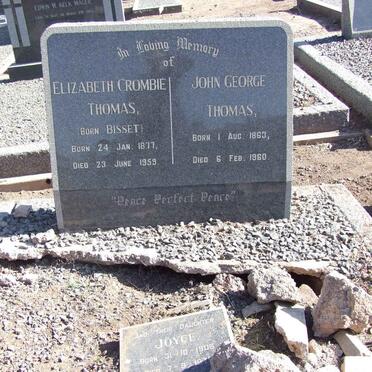 THOMAS John George 1863-1960 &amp; Elizabeth Crombie BISSET 1877-1959:: THOMAS Joyce 1906-1979
