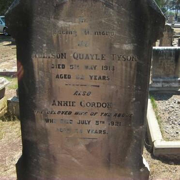 TYSON Allison Quayle 1856-1918 &amp; Annie GORDON 1869-1921