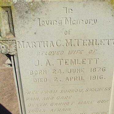 TEMLETT Martha C.M. 1876-1916