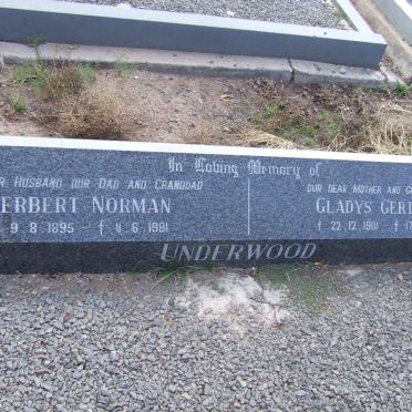 UNDERWOOD Herbert Norman 1895-1981 &amp; Gladys Gertrude 1901-1988