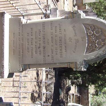 UNDERWOOD Janet 1854-1927 :: UNDERWOOD Harold Hubert 1891-1917 