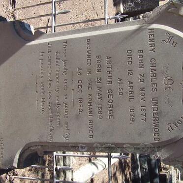 UNDERWOOD Henry Charles 1877-1879 :: UNDERWOOD Arthur George 1880-1889