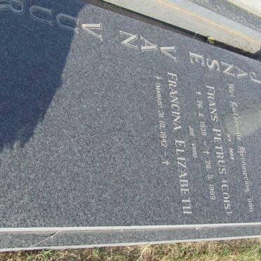 VUUREN Frans Petrus, Janse van 1939-1989 &amp; Fransina Elizabeth  MARAIS 1942-