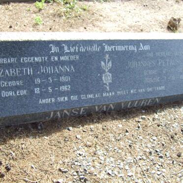 VUUREN Johannes Petrus, Janse van 1896-1979 &amp; Elizabeth Johanna 1901-1962