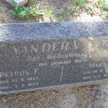 VYVER Petrus F., van der 1867-1933 &amp; Martje 1874-1961