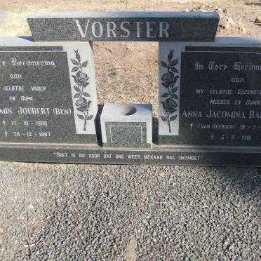 VORSTER Benjamin Joubert 1908-1987 &amp; Anna Jacomina Barbara VAN HEERDEN 1909-1981,