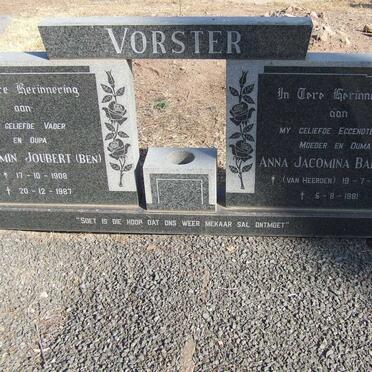 VORSTER Benjamin Joubert 1908-1987 &amp; Anna Jacomina Barbara VAN HEERDEN 1909-1981,
