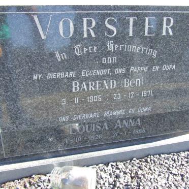 VORSTER Barend 1905-1971 &amp; Louisa Anna 1926-1985