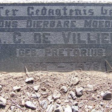 VILLIERS A.C., de nee PRETORIUS 1888-1978