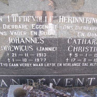 VENTER Johannes Lodewicus, van de 1913-1977 &amp; Catharina Christina 1916-1998