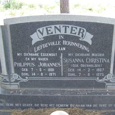 VENTER Philippus Johannes 1881-1971 &amp; Susanna Christina OBERHOLZER 1887-1975