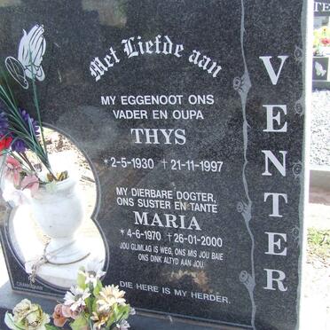 VENTER Thys 1930-1997 &amp; Maria 1970-2000