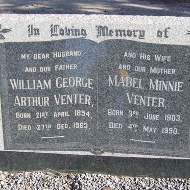 VENTER William George Arthur 1894-1963 &amp; Mabel Minnie 1903-1990