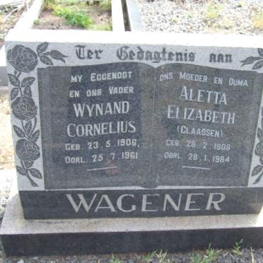 WAGENER Wynand Cornelius 1906-1961 &amp; Aletta Elizabeth CLAASSEN 1908-1984