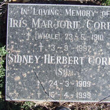 CORBY Sidney Herbert 1909-1990 &amp; Iris Marjorie WHALE 1910-1992