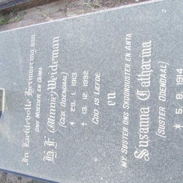 WEIDEMAN H.F. nee ODENDAAL 1913-1992 :: ODENDAAL Susanna Catharina 1914-2003