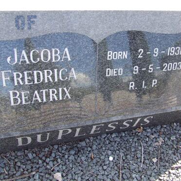 PLESSIS Jacoba Fredrica Beatrix, du 1931-2003