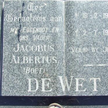 WET Jacobus Albertus, de 1909-1993