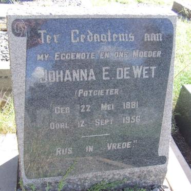 WET Johanna E. de nee POTGIETER 1881-1956