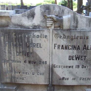 WET Pieter Carel, de -1946 &amp; Francina Aletta -1956 