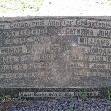 WILLIAMS Thomas 1880-1954 &amp; Cathrina Johanna JORDAAN 1884-1958