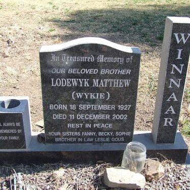 WINNAAR Lodewyk Matthew 1927-2002