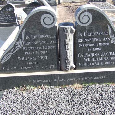 WILLIAMS William Fred 1906-1978 &amp; Catharina Jacomina Wilhelmina POTGIETER 1916-1998