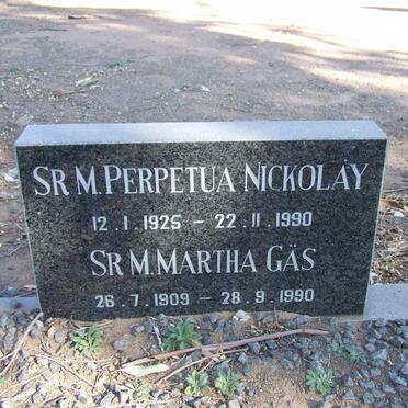 NICKOLAY Perpetua 1925-1990 :: GÄS Martha 1909-1990