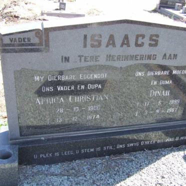 ISAACS Africa Christian 1900-1974 &amp; Dinah 1899-1987