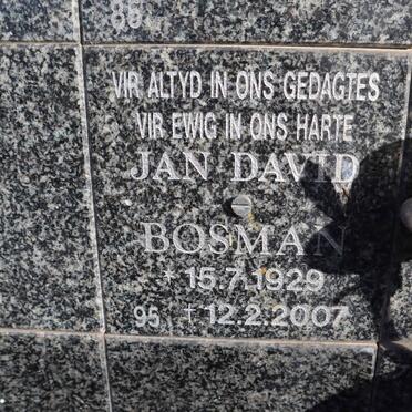 BOSMAN Jan David 1929-2007