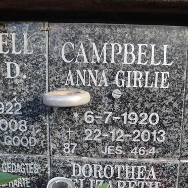 CAMPBELL Anna Girlie 1920-2013