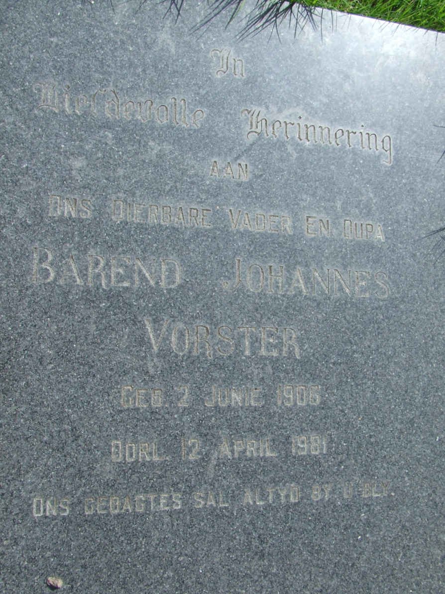 VORSTER Barend Johannes 1906-1981