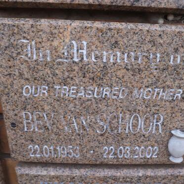 SCHOOR Bev, van 1953-2002
