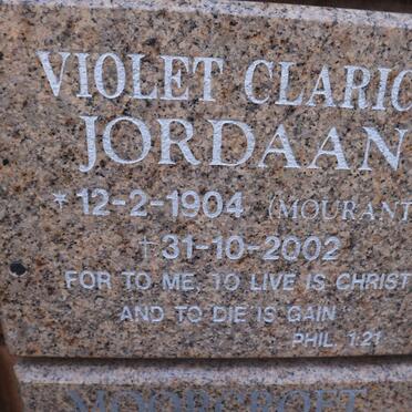 JORDAAN Violet Clarice nee MOURANT 1904-2002