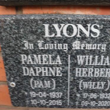 LYONS William Herbert 1932-2020 & Pamela Daphne 1937-2015 