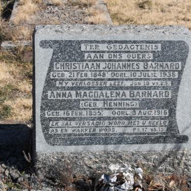 BARNARD Christiaan Johannes 1848-1938 &amp; Anna Magdalena HENNING 1855-1918